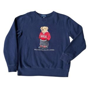 Polo Ralph Lauren Polo Bear Sweatshirt | Navy Graphic Crewneck | Youth XL
